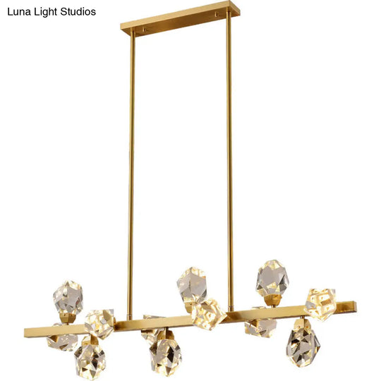 Minimalist Brass Led Gemstone Hanging Light For Dining Room - Crystal Island Lighting