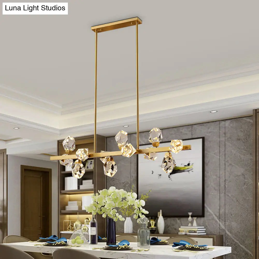 Minimalist Brass Led Gemstone Hanging Light For Dining Room - Crystal Island Lighting