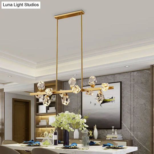 Minimalist Brass Led Gemstone Hanging Light For Dining Room - Crystal Island Lighting