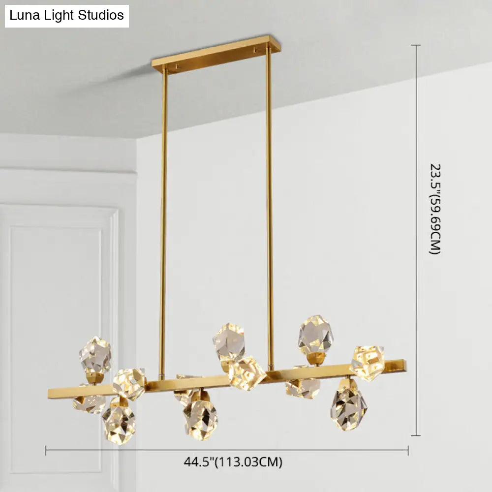 Minimalist Brass Led Gemstone Hanging Light For Dining Room - Crystal Island Lighting