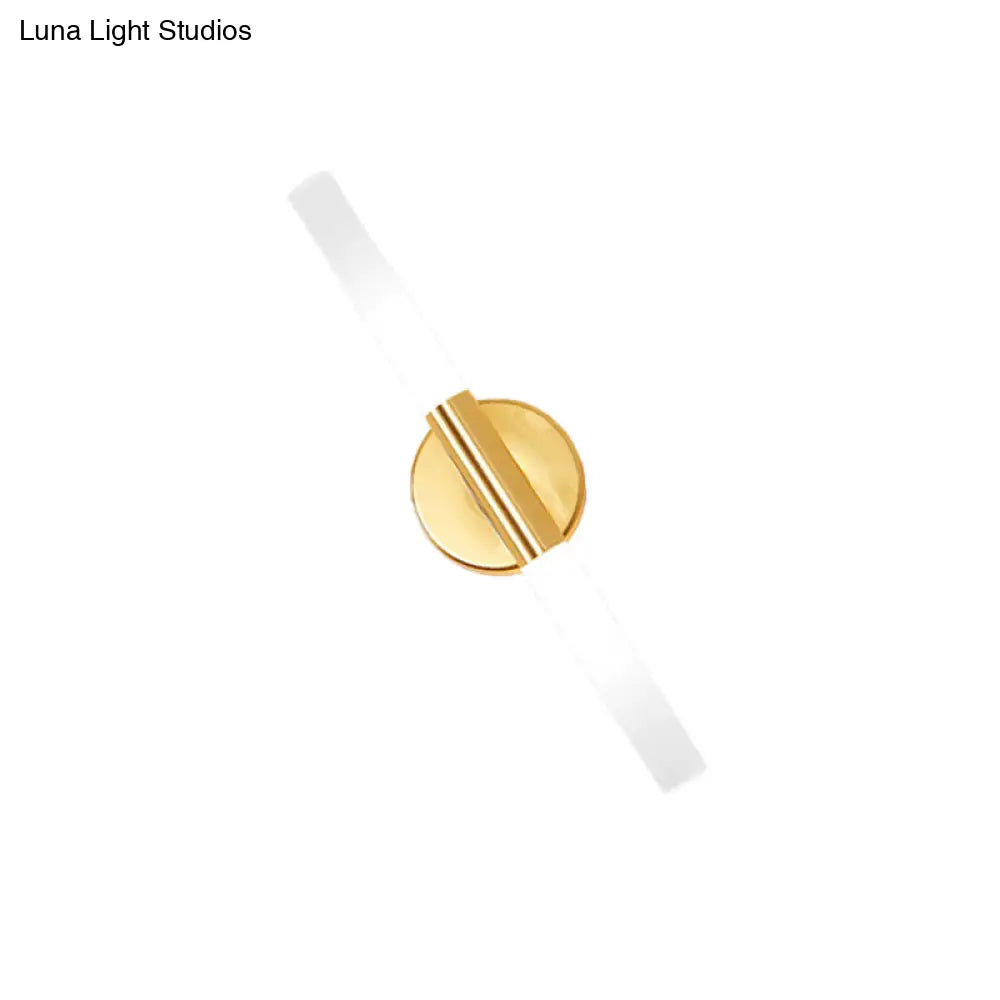 Minimalist Brass Led Wall Sconce With White Glass Tubular Design