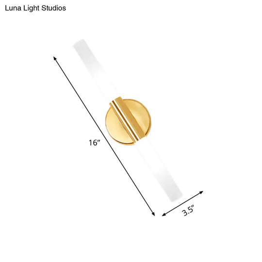 Minimalist Brass Led Wall Sconce With White Glass Tubular Design