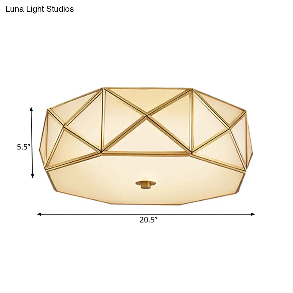 Minimalist Brass Octagon Flush Mount Ceiling Lamp - 3/4/6 Lights For Bedroom Sizes: 14/16.5/20.5 W