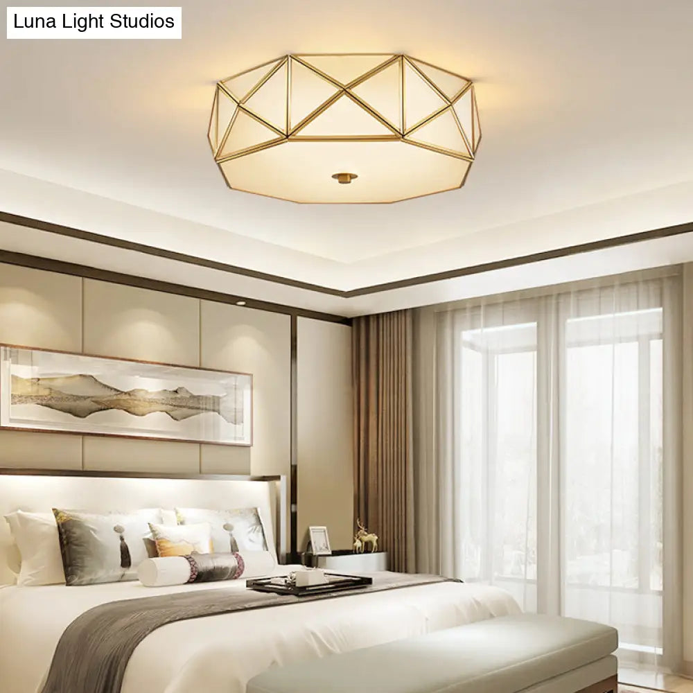 Minimalist Brass Octagon Flush Mount Ceiling Lamp - 3/4/6 Lights For Bedroom Sizes:
