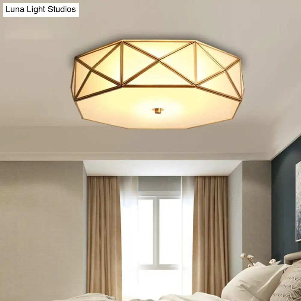 Minimalist Brass Octagon Flush Mount Ceiling Lamp - 3/4/6 Lights For Bedroom Sizes: 14/16.5/20.5 W /