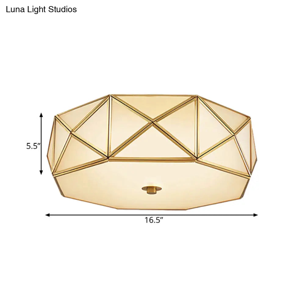 Minimalist Brass Octagon Flush Mount Ceiling Lamp - 3/4/6 Lights For Bedroom Sizes: 14/16.5/20.5 W