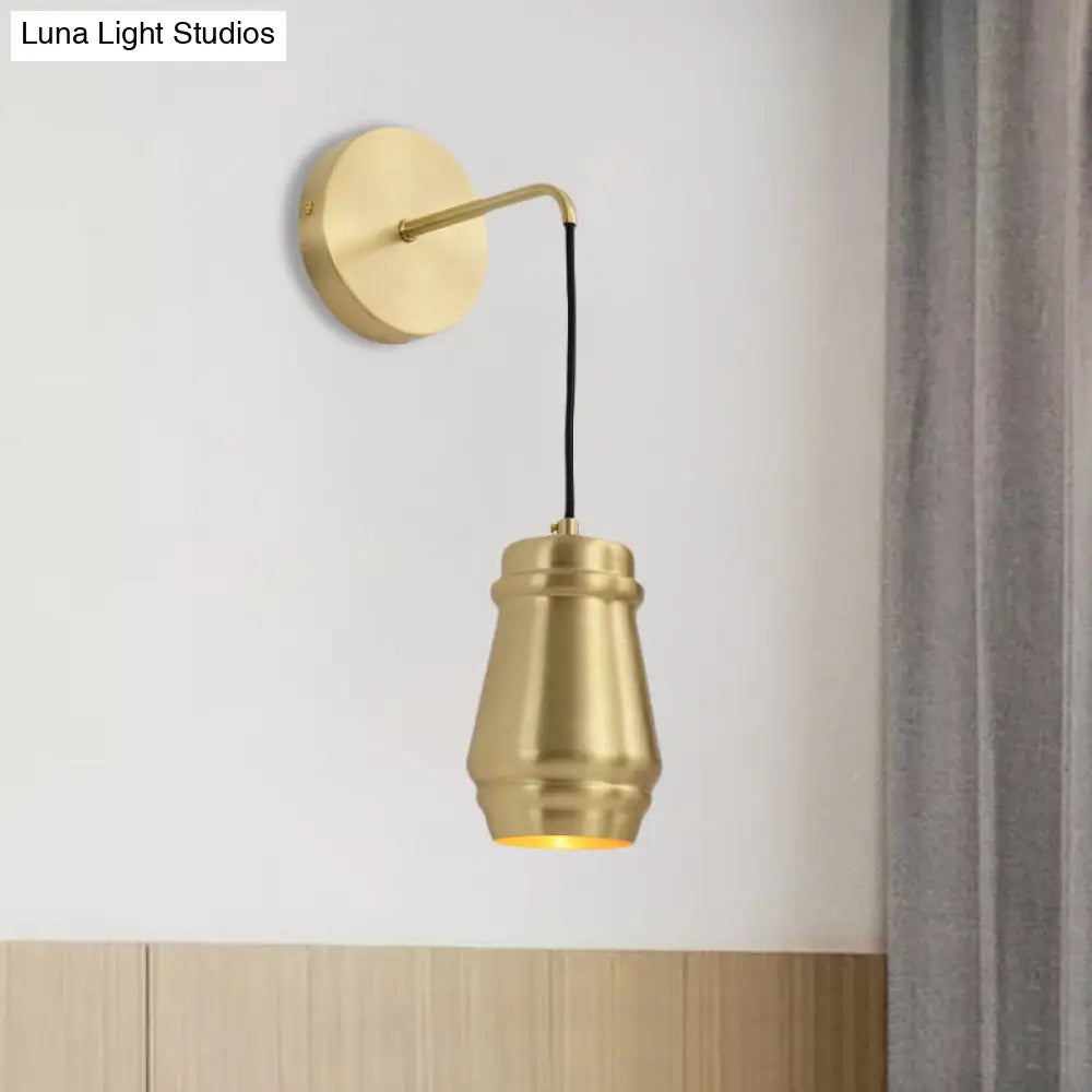 Minimalist Brass Wall Mount Lamp With Gold Finish - 1 Light Sconce