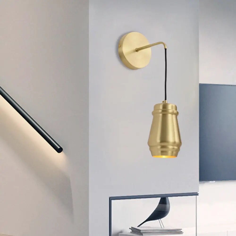 Minimalist Brass Wall Mount Lamp With Gold Finish - 1 Light Sconce