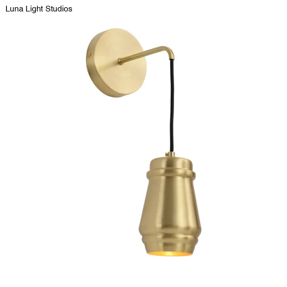 Minimalist Brass Wall Mount Lamp With Gold Finish - 1 Light Sconce