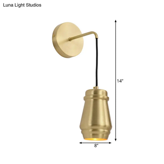 Minimalist Brass Wall Mount Lamp With Gold Finish - 1 Light Sconce