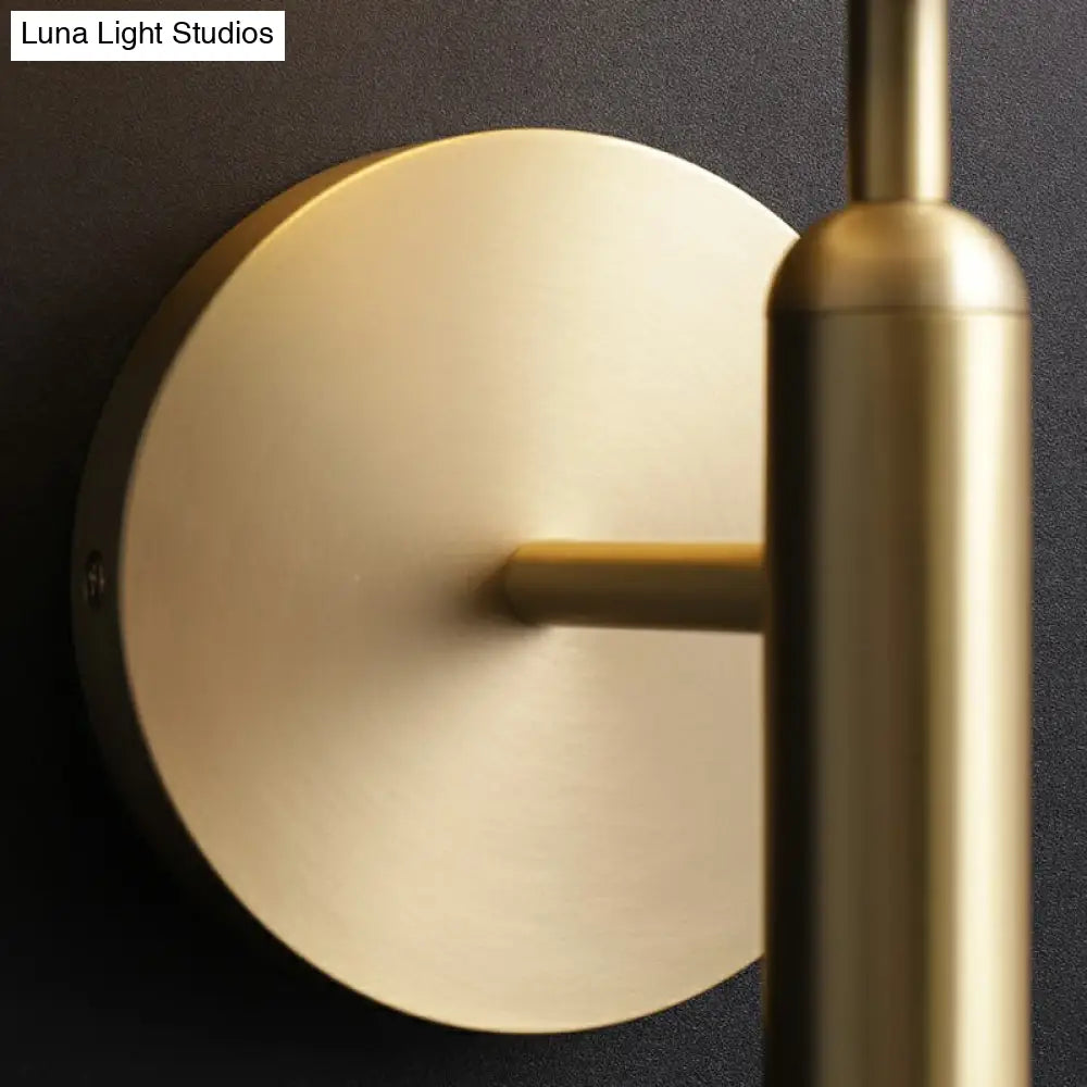 Minimalist Brass Wall Sconce With Cream Glass Shade - 1-Light Living Room Lighting