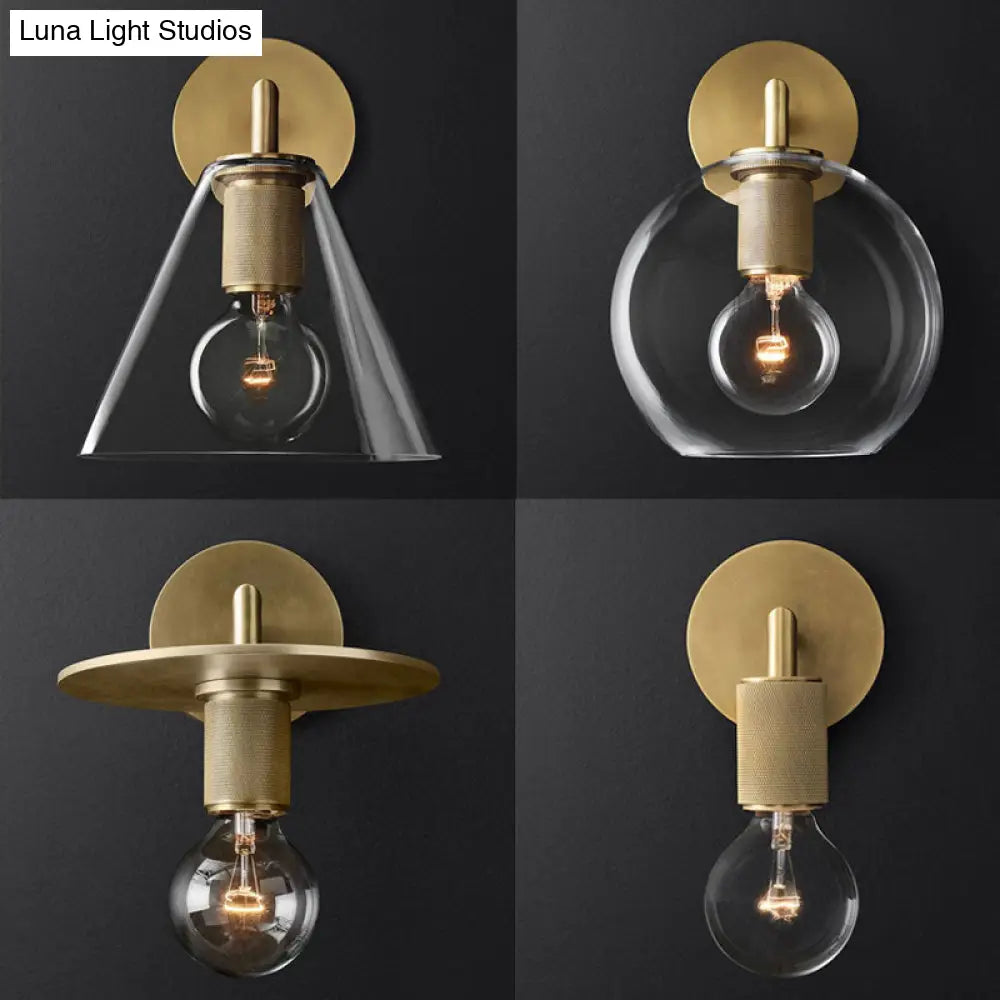 Minimalist Bronze Wall Sconce With Glass Shade Options