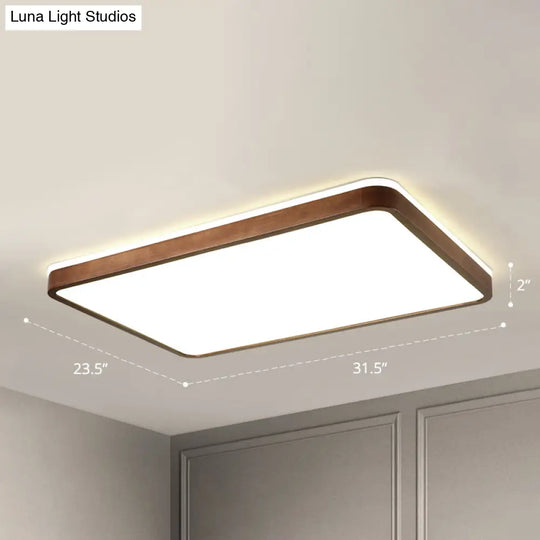 Minimalist Brown Geometric Led Flush Ceiling Light For Bedroom