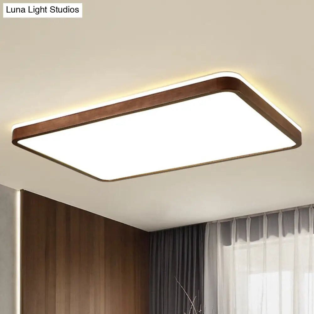 Minimalist Brown Geometric Led Flush Ceiling Light For Bedroom / 31.5