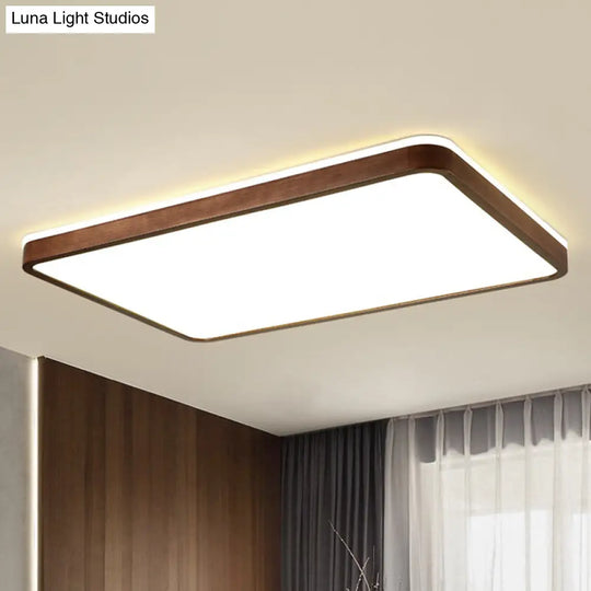 Minimalist Brown Geometric Led Flush Ceiling Light For Bedroom / 31.5