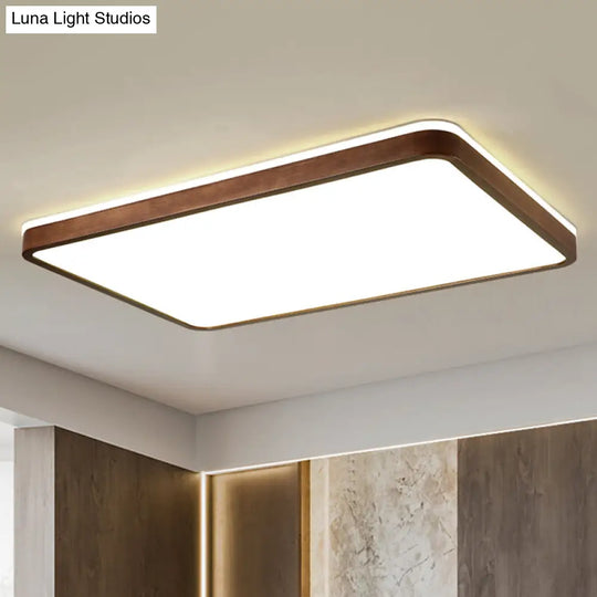 Minimalist Brown Geometric Led Flush Ceiling Light For Bedroom