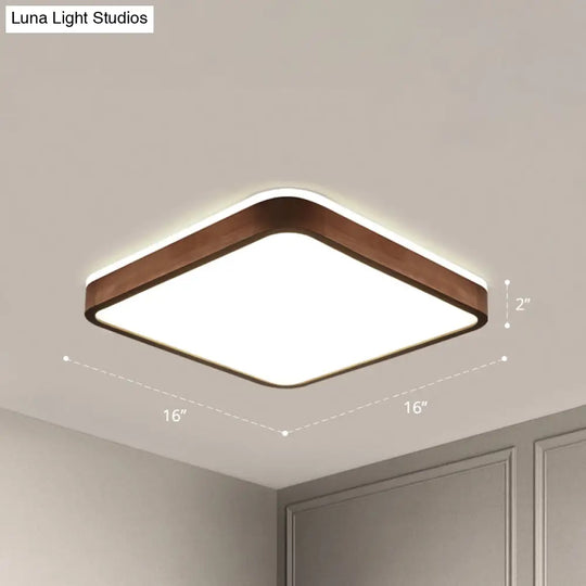 Minimalist Brown Geometric Led Flush Ceiling Light For Bedroom