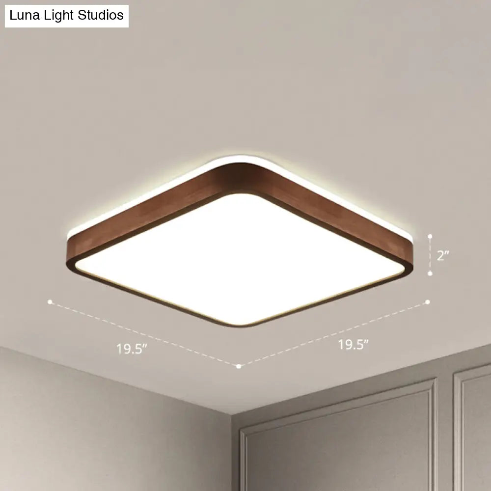 Minimalist Brown Geometric Led Flush Ceiling Light For Bedroom