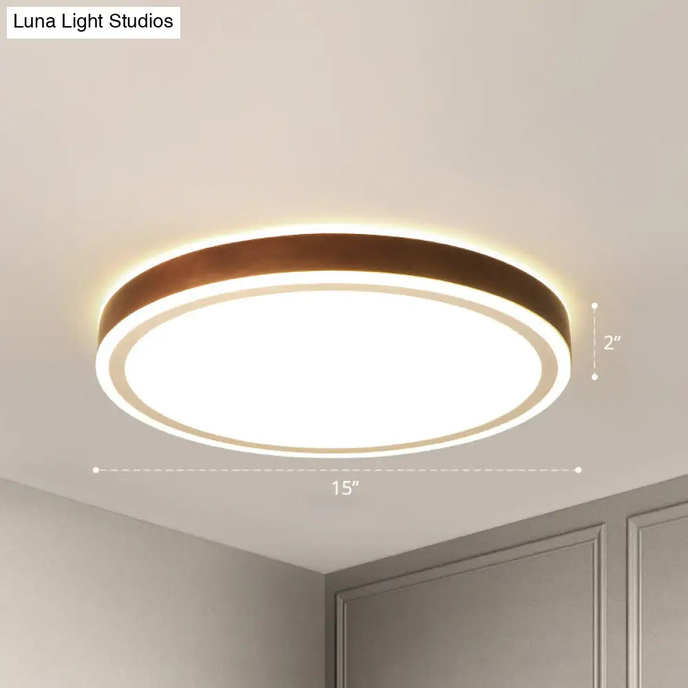 Minimalist Brown Geometric Led Flush Ceiling Light For Bedroom