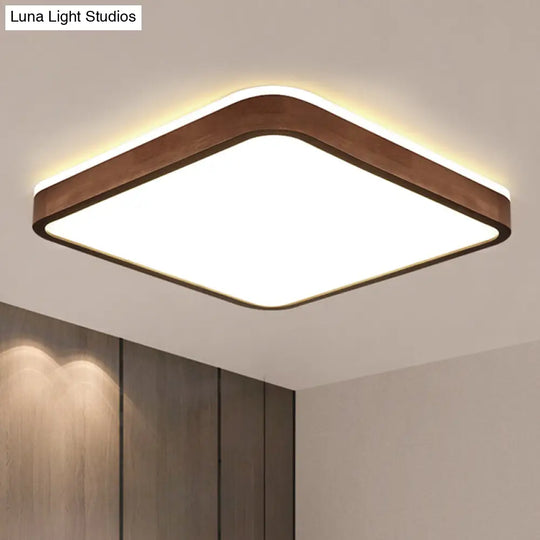 Minimalist Brown Geometric Led Flush Ceiling Light For Bedroom / 16