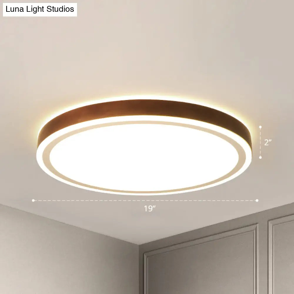 Minimalist Brown Geometric Led Flush Ceiling Light For Bedroom