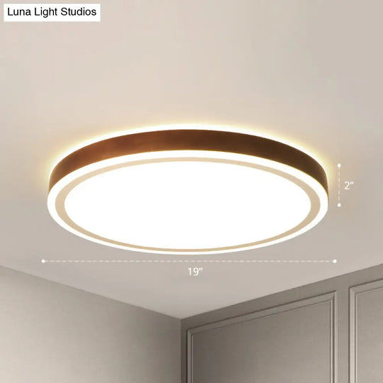 Minimalist Brown Geometric Led Flush Ceiling Light For Bedroom