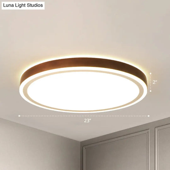 Minimalist Brown Geometric Led Flush Ceiling Light For Bedroom