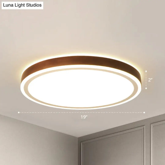 Minimalist Brown Geometric Led Flush Ceiling Light For Bedroom