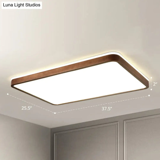 Minimalist Brown Geometric Led Flush Ceiling Light For Bedroom