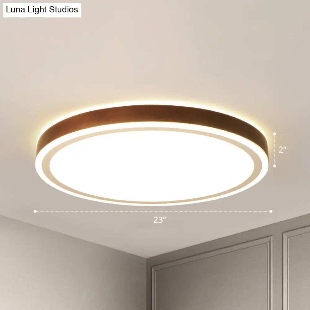 Minimalist Brown Geometric Led Flush Ceiling Light For Bedroom