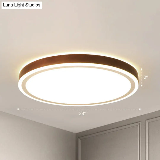 Minimalist Brown Geometric Led Flush Ceiling Light For Bedroom