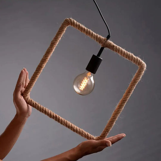 Minimalist Brown Geometric Pendulum Dining Room Light Fixture / Square