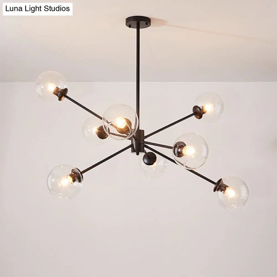 Bubble Clear Glass Chandelier Lamp - Minimalistic Suspension Pendant Light With Sputnik Design (8