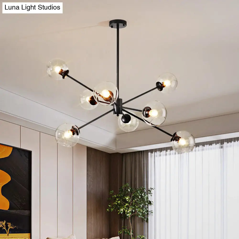 Minimalist Bubble Glass Chandelier - 8-Light Pendant Lamp With Sleek Sputnik Design