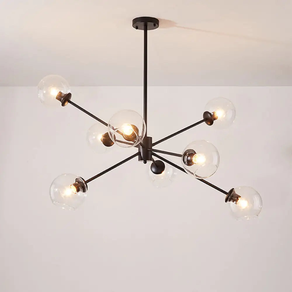 Minimalist Bubble Glass Chandelier - 8-Light Pendant Lamp With Sleek Sputnik Design Black