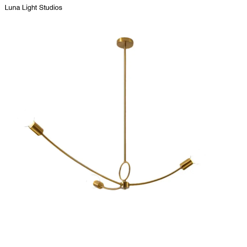 Metallic Minimalist Chandelier With 3 Bulbs In Black/Gold For Dining Rooms