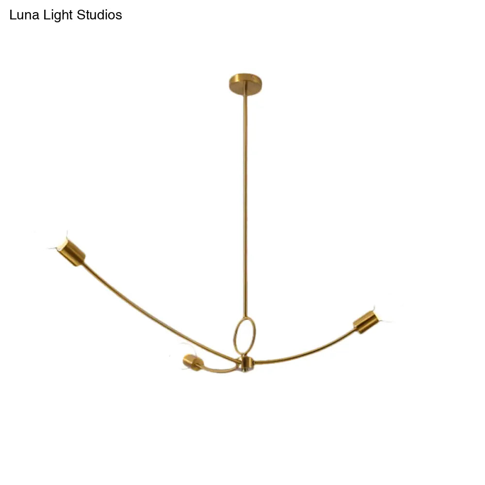 Minimalist Burst Ceiling Chandelier - Metallic 3 Bulb Pendant Light In Black/Gold For Dining Room