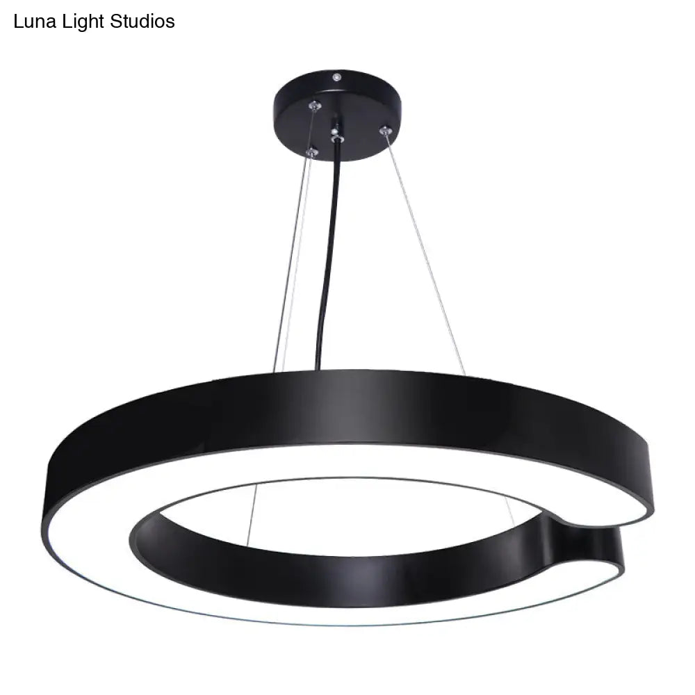 C-Shaped Metal Pendant Light Fixture: Minimalist Led Hang Lamp For Office Ceiling Black / 17.5