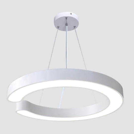 Minimalist C-Shaped Led Pendant Light For Office Ceiling White / 17.5’