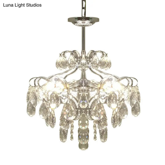 Minimalist Chrome Crystal Pendant Chandelier With 6 Prismatic Optical Crystals