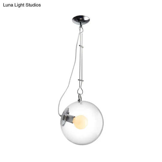 Minimalist Chrome Ceiling Pendant With Clear Glass Shade 1-Light Bedside Hanging Light