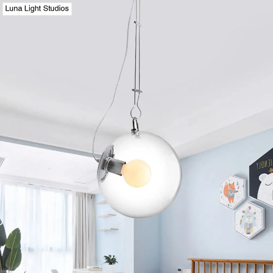 Minimalist Chrome Pendant Light With Clear Glass Shade - Ideal For Bedside