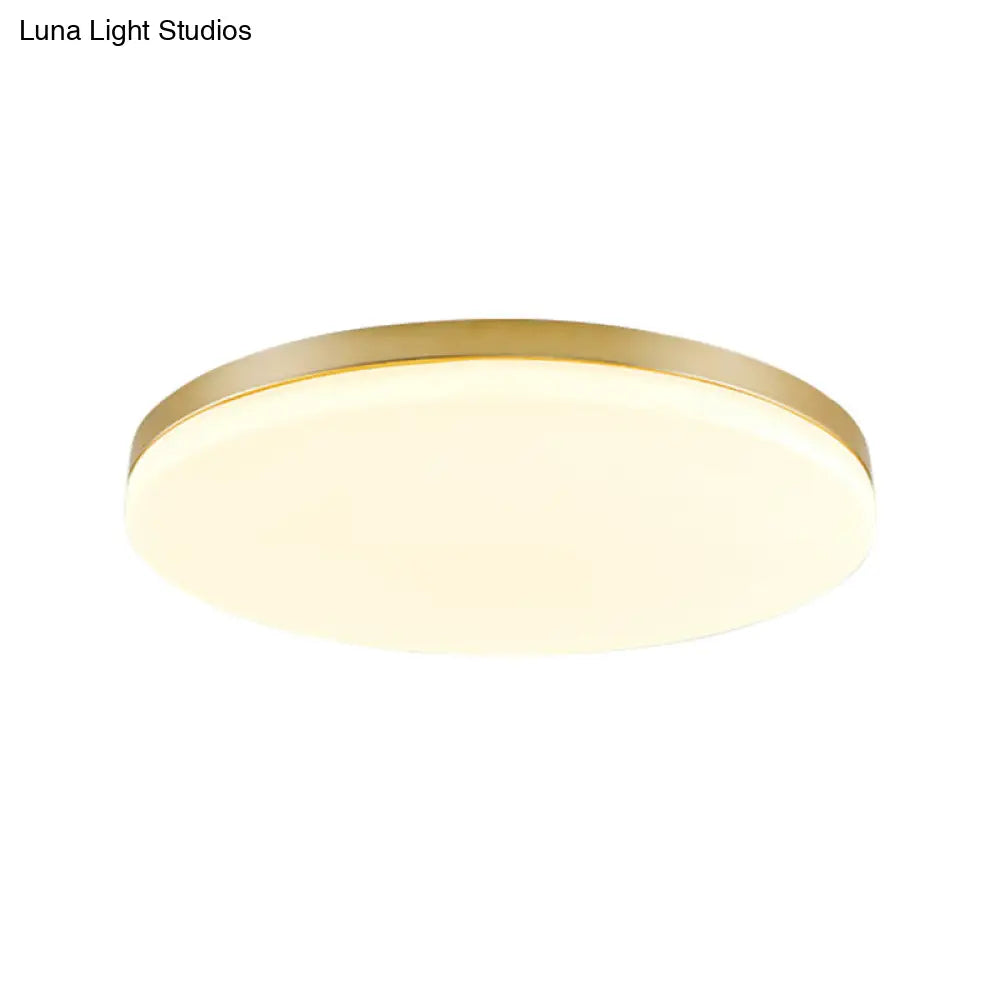 Minimalist Circle Acrylic Led Gold Ceiling Lamp - 15’/19’ Flushmount