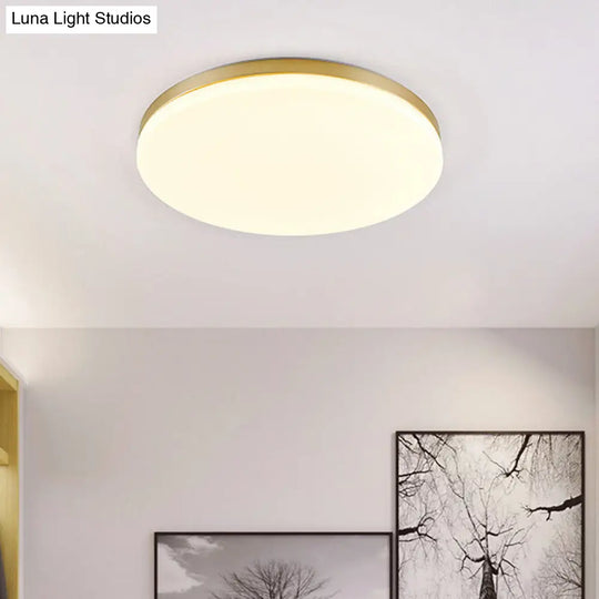 Minimalist Circle Acrylic Led Gold Ceiling Lamp - 15/19 Flushmount / 15