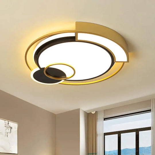 Minimalist Circle Flush Light Fixture: Metal Led Bedroom Ceiling Lamp 16’/19.5’ Width
