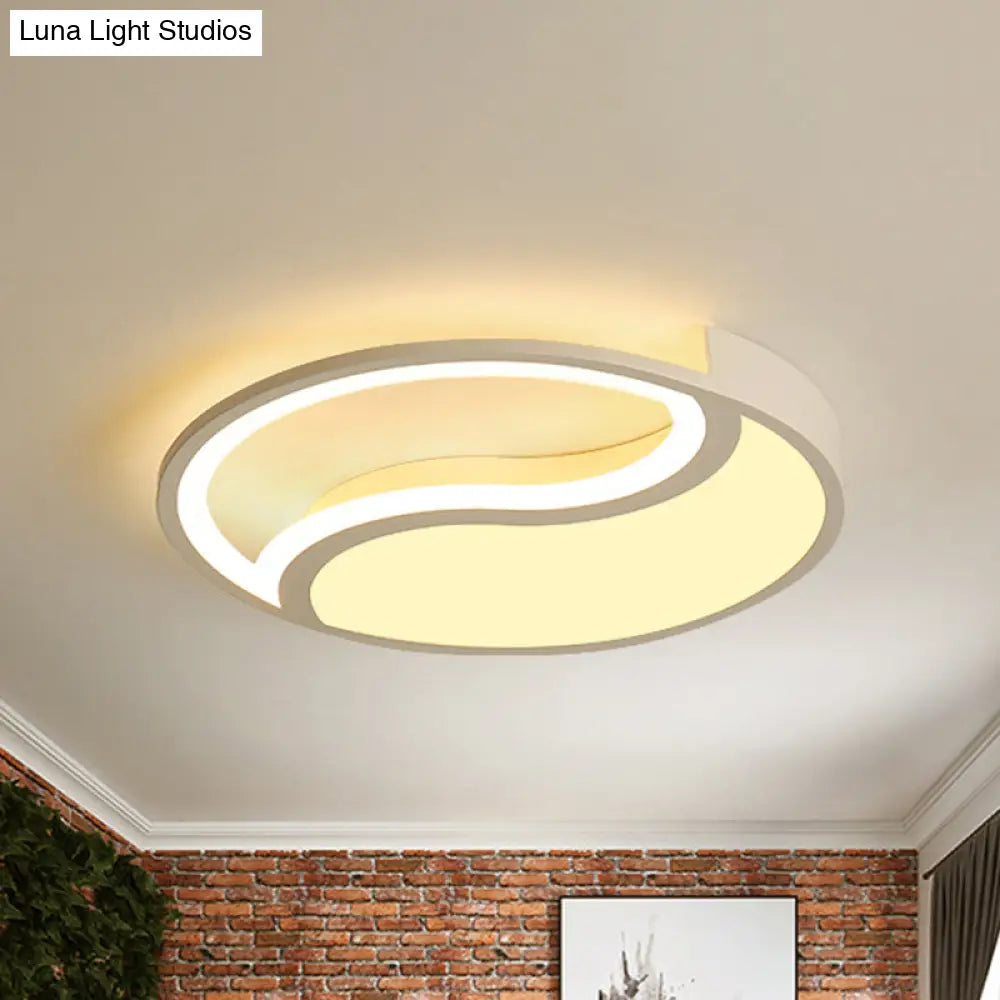 Minimalist Circle Led Ceiling Light - White Acrylic Warm/White/3 Color Options 16/19.5 Wide