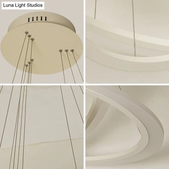 Minimalist Circle Pendant Chandelier: Acrylic Led Hanging Light For Dining Room In White