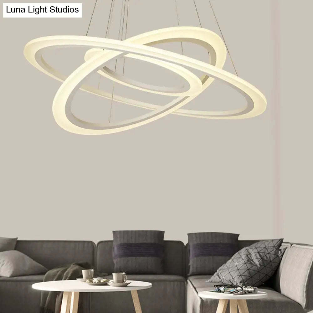 Minimalist White Led Pendant Chandelier For Dining Room - Simple Style Circle Design 3 / 23.5