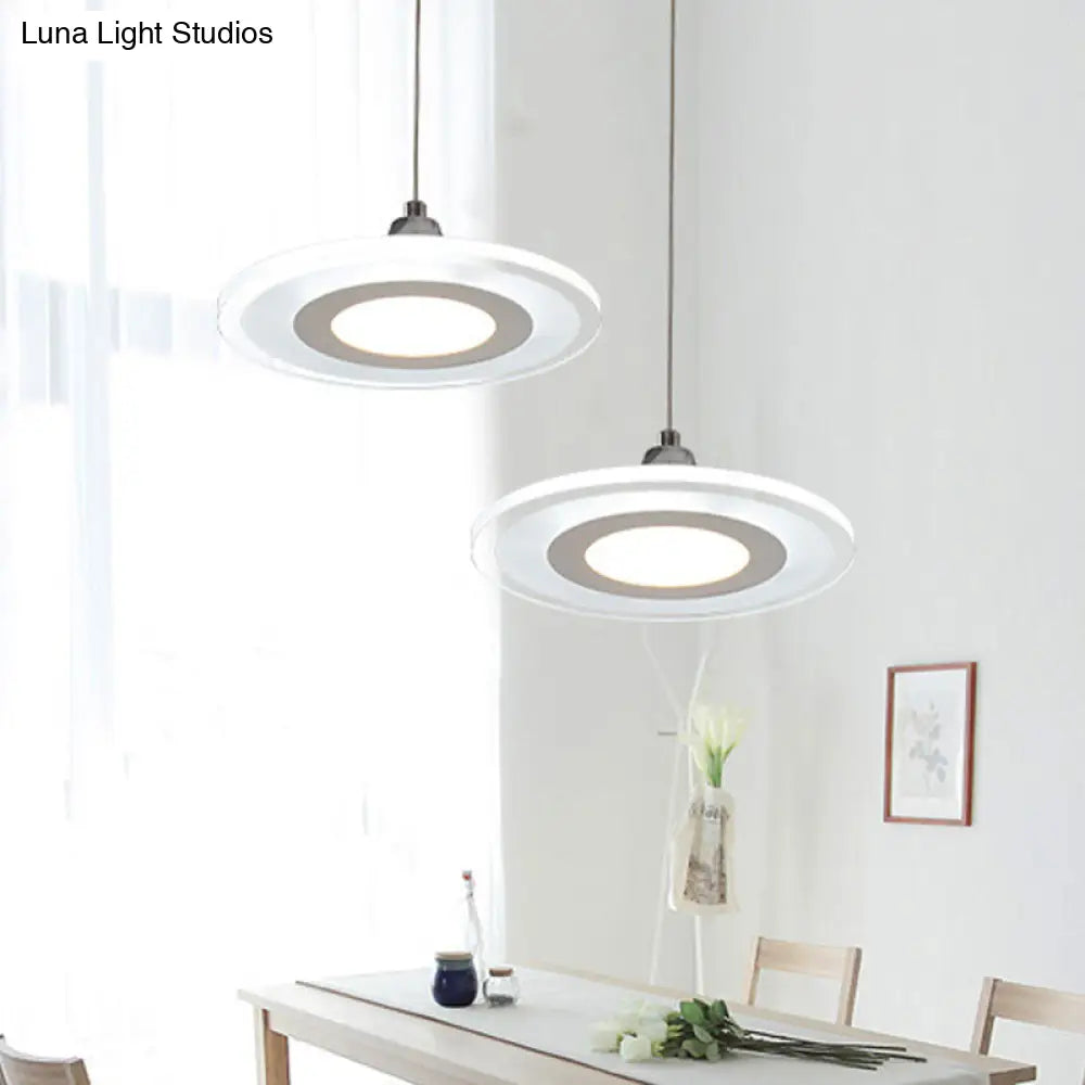 Modern Circle Pendant Led Hanging Lamp For Dining Room Island With Acrylic Shade In Warm/White Light