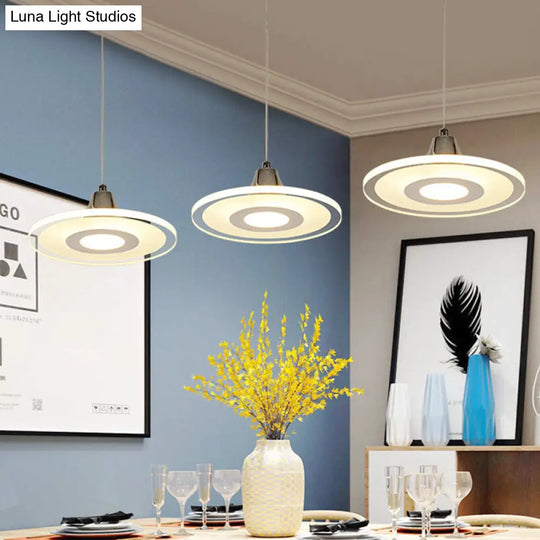 Modern Circle Pendant Led Hanging Lamp For Dining Room Island With Acrylic Shade In Warm/White Light